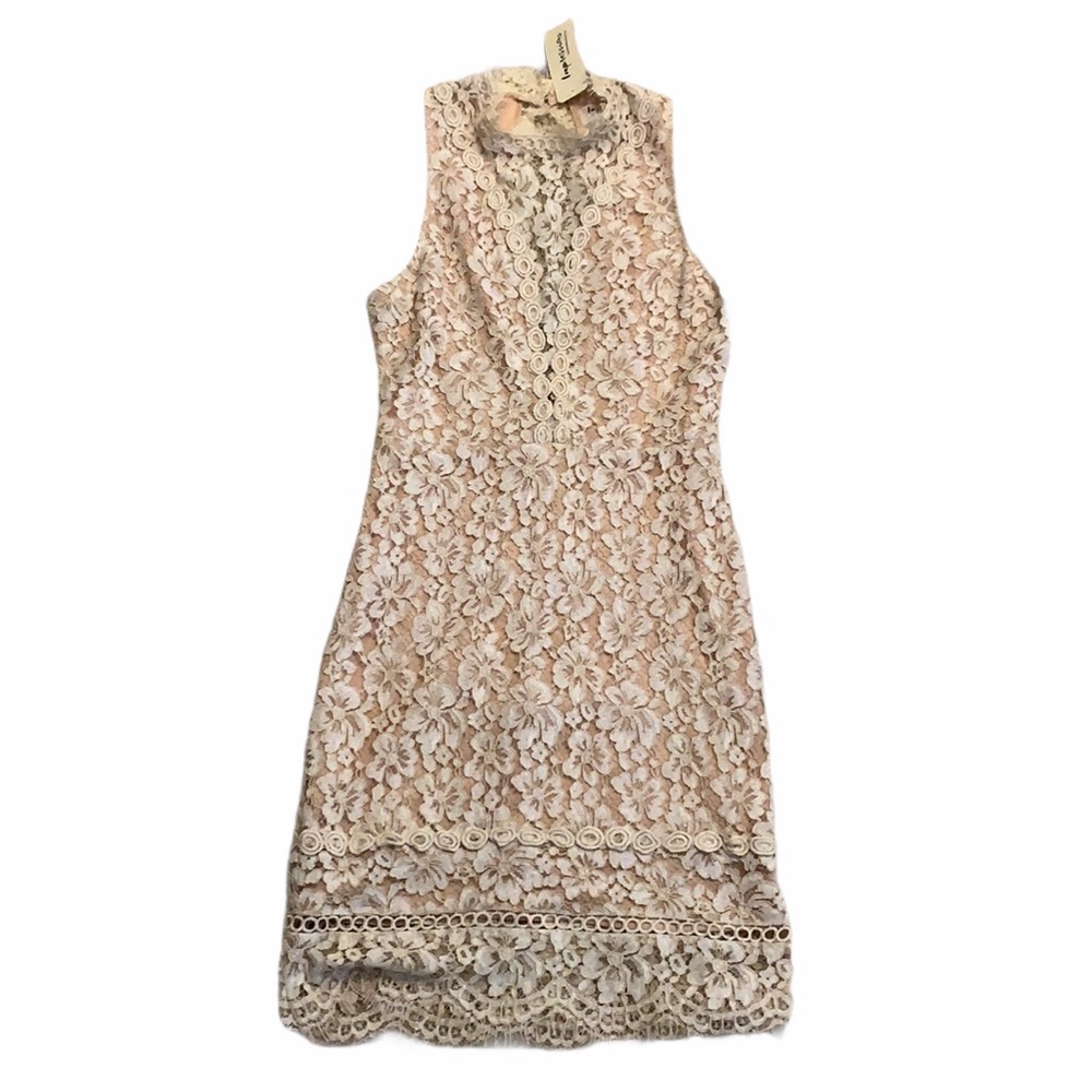 πHP 7/5!πImpressions Small Champagne Lace Formal Cocktail Party Dress - Picture 3 of 9